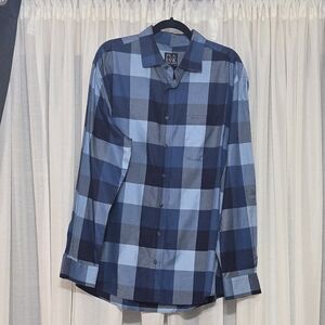 Jos. A. Bank Navy and Light Blue Plaid Shirt